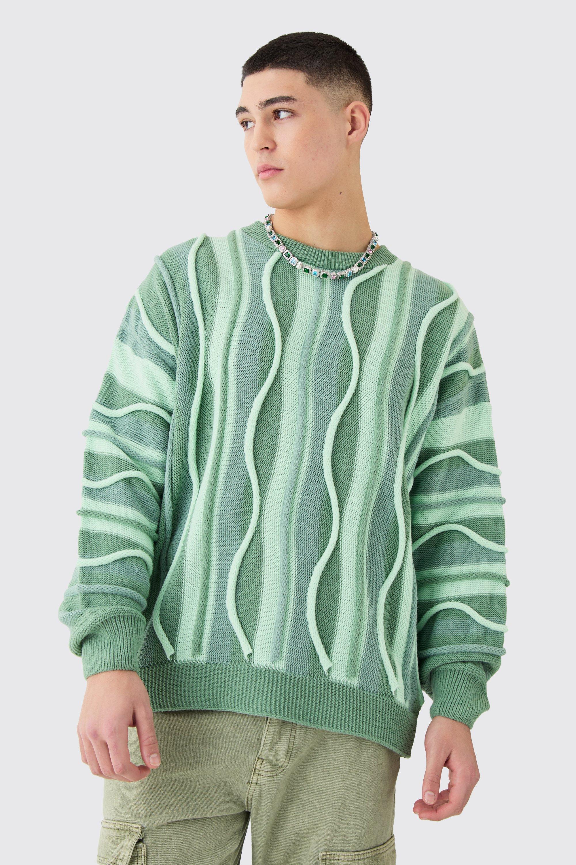 Oversized 3d Jacquard Knitted Jumper | boohooMAN USA