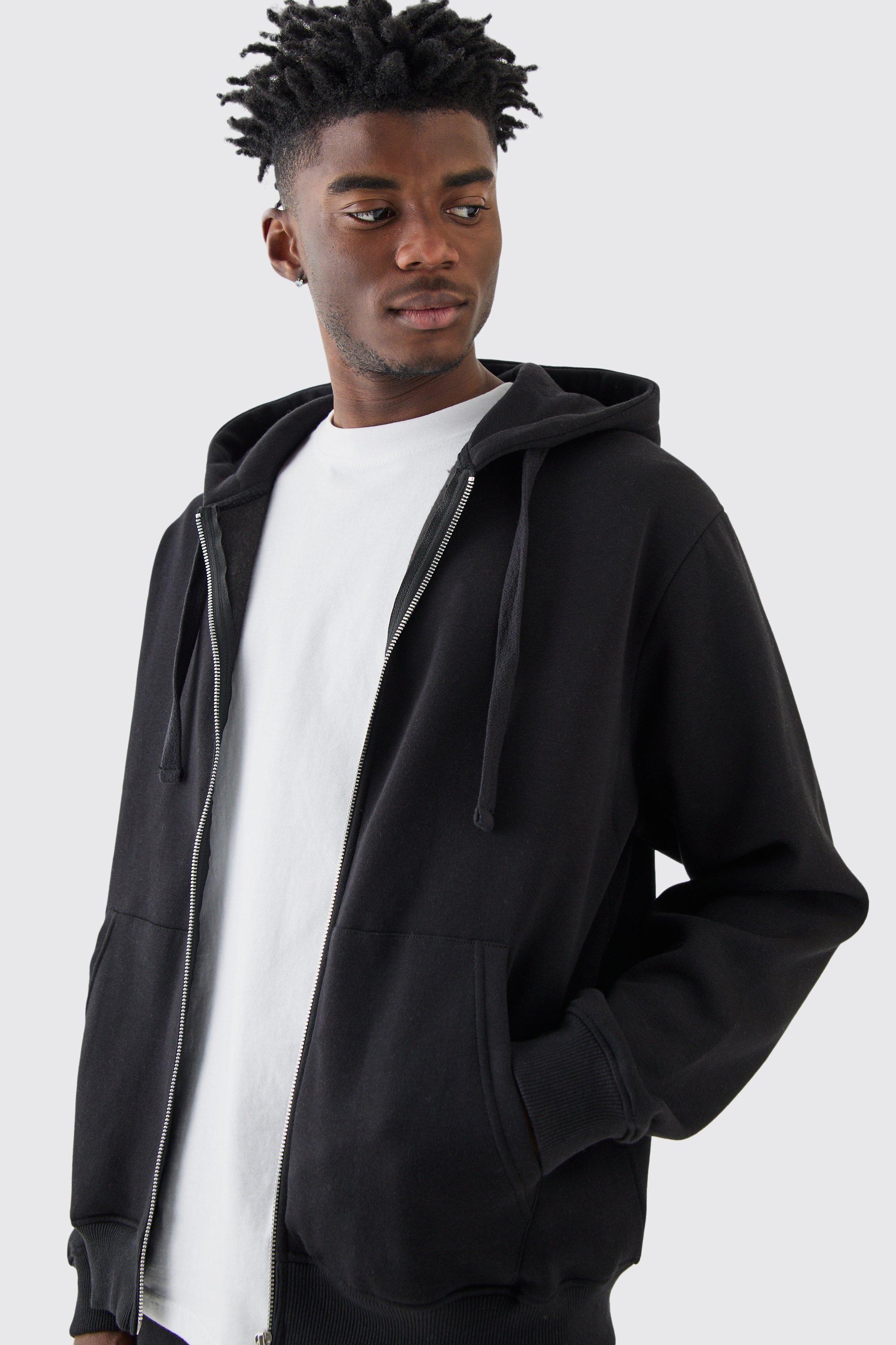 Basic Zip Through Hoodie boohooMAN USA