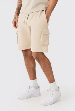 Loose Fit Cargo Jersey Short Stone