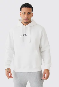 Man Signature Over The Head Hoodie White