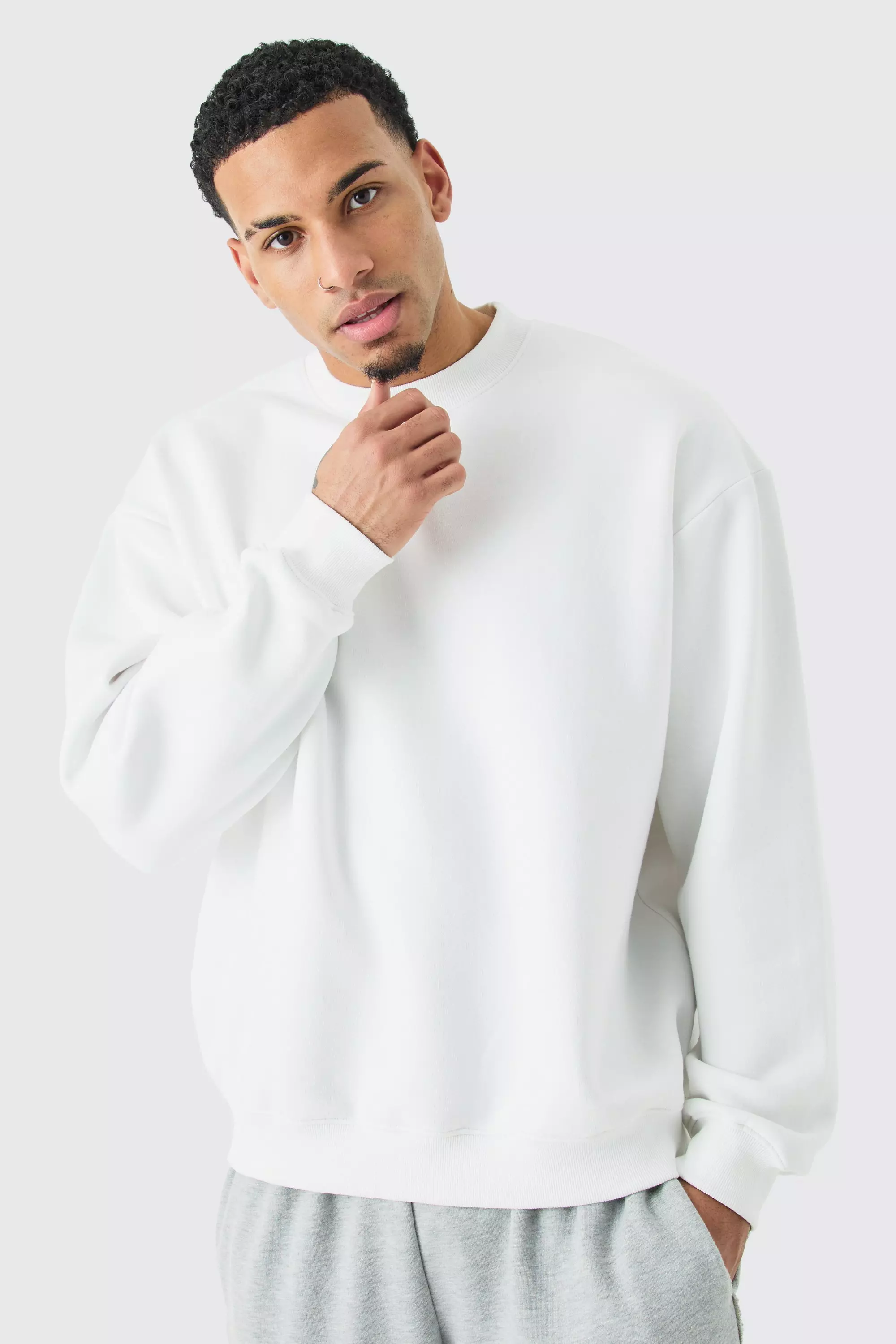 Oversized Extended Neck Sweatshirt White