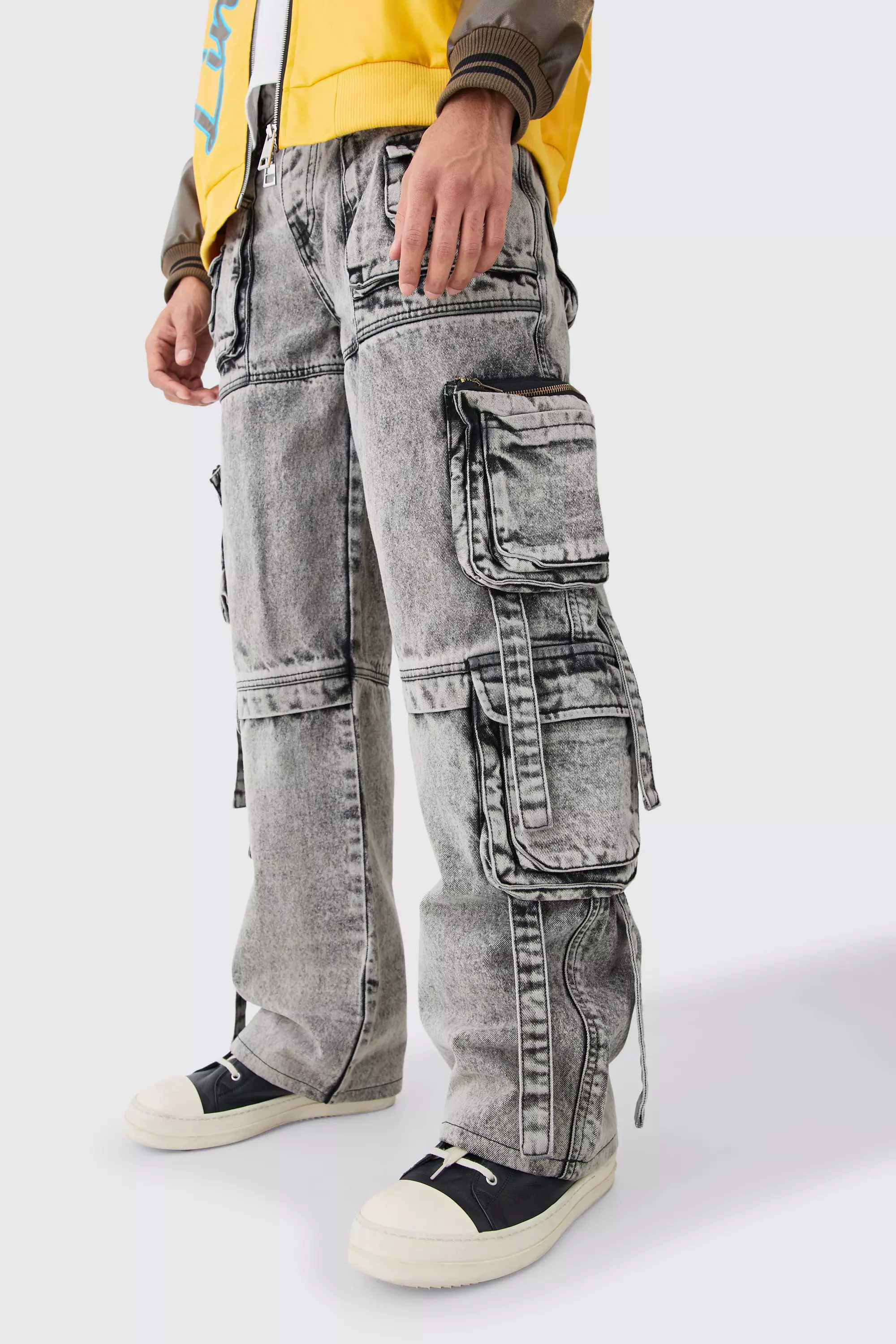 Baggy acid wash fashion jeans