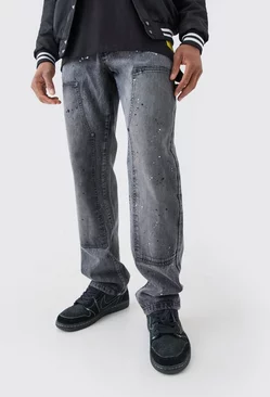 Relaxed Rigid Carpenter Acid Wash Jeans Charcoal