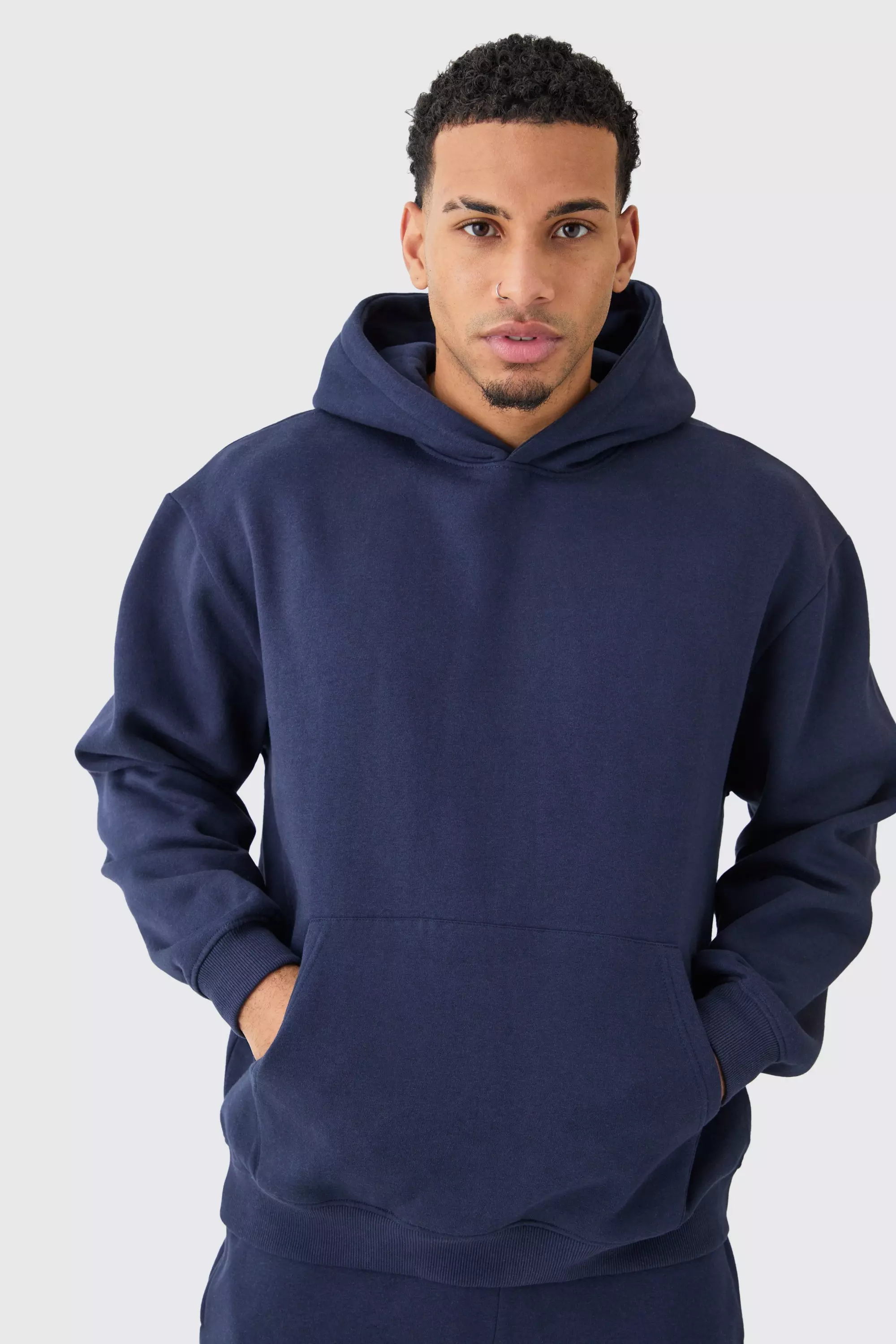 Basic Oversized Over The Head Hoodie Navy