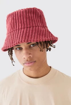 Chunky Cord Bucket Hat In Red Red