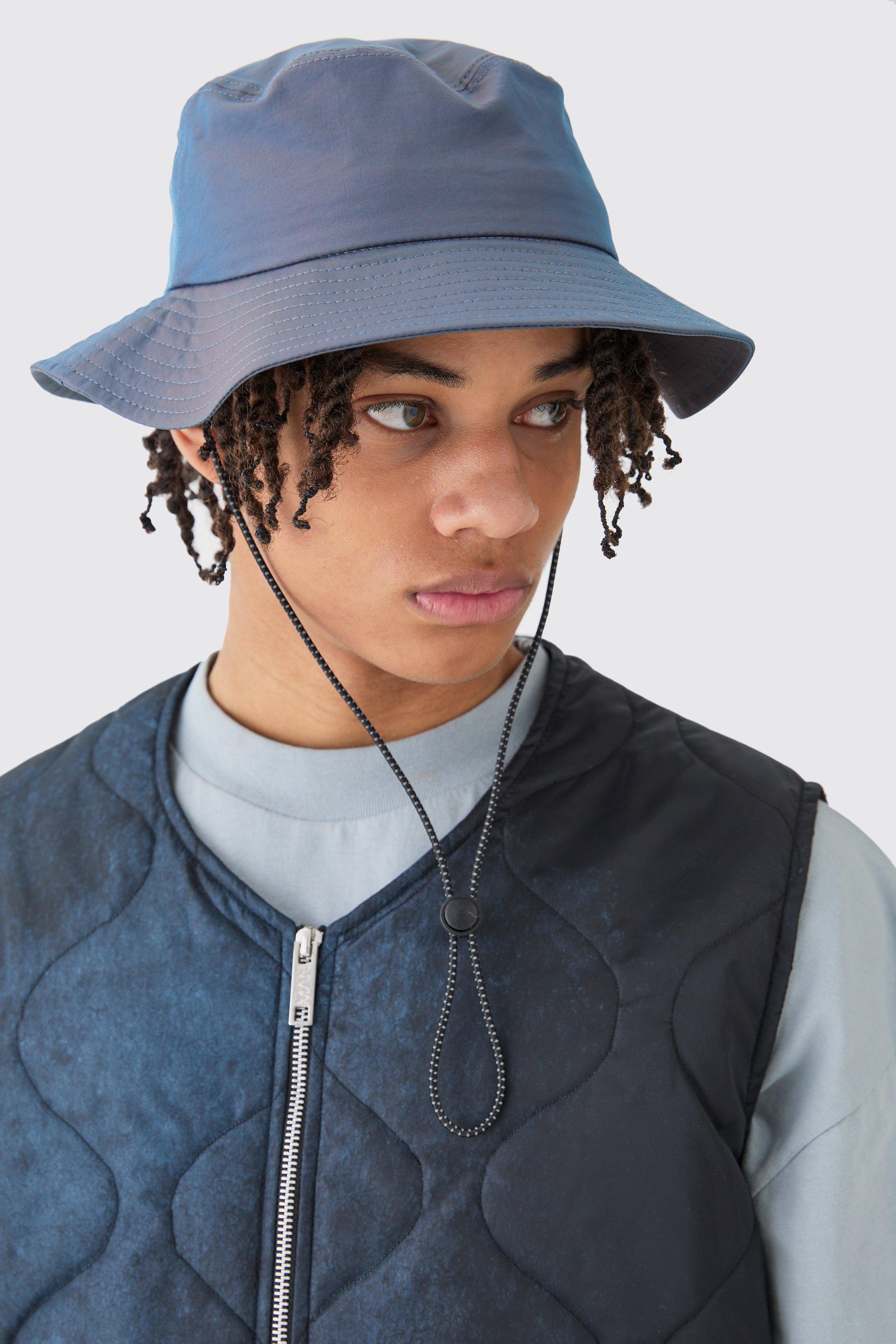 boohooMAN High Shine Nylon Quilted Bucket Hat