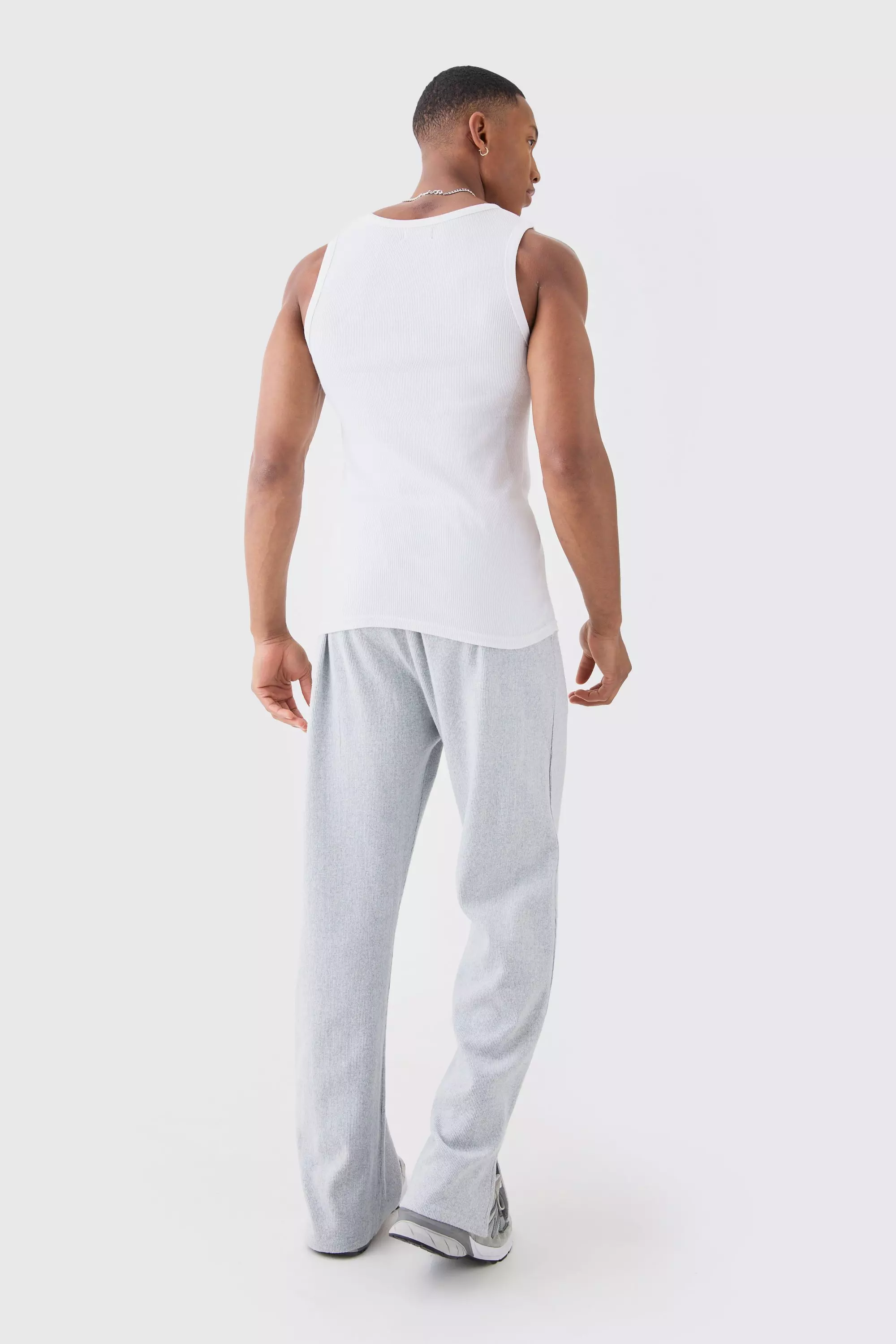 Basic Slim Fit Ribbed Vest boohooMAN