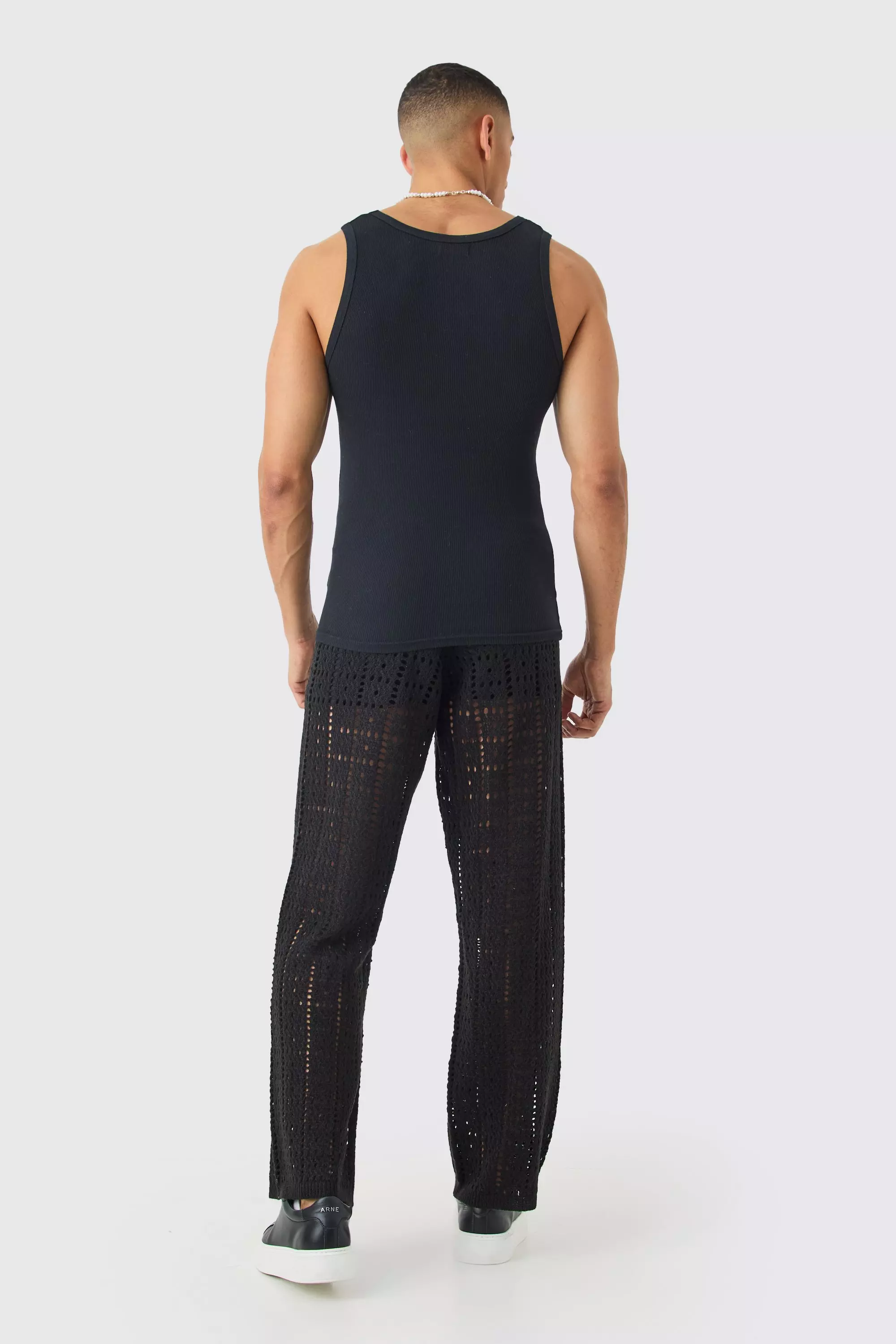 Black Basic Muscle Fit Ribbed Vest alternative image