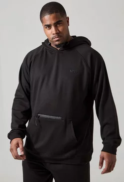 Black Plus Man Active Tech Hoodie And Shorts Set