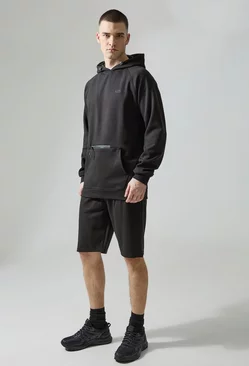 Tall Man Active Tech Hoodie And Shorts Set Black