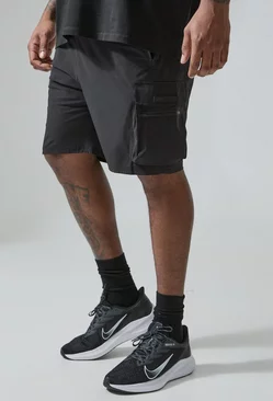 Black Plus Man Active Lightweight Cargo Shorts