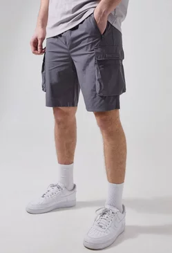 Charcoal Grey Tall Man Active Lightweight Cargo Shorts