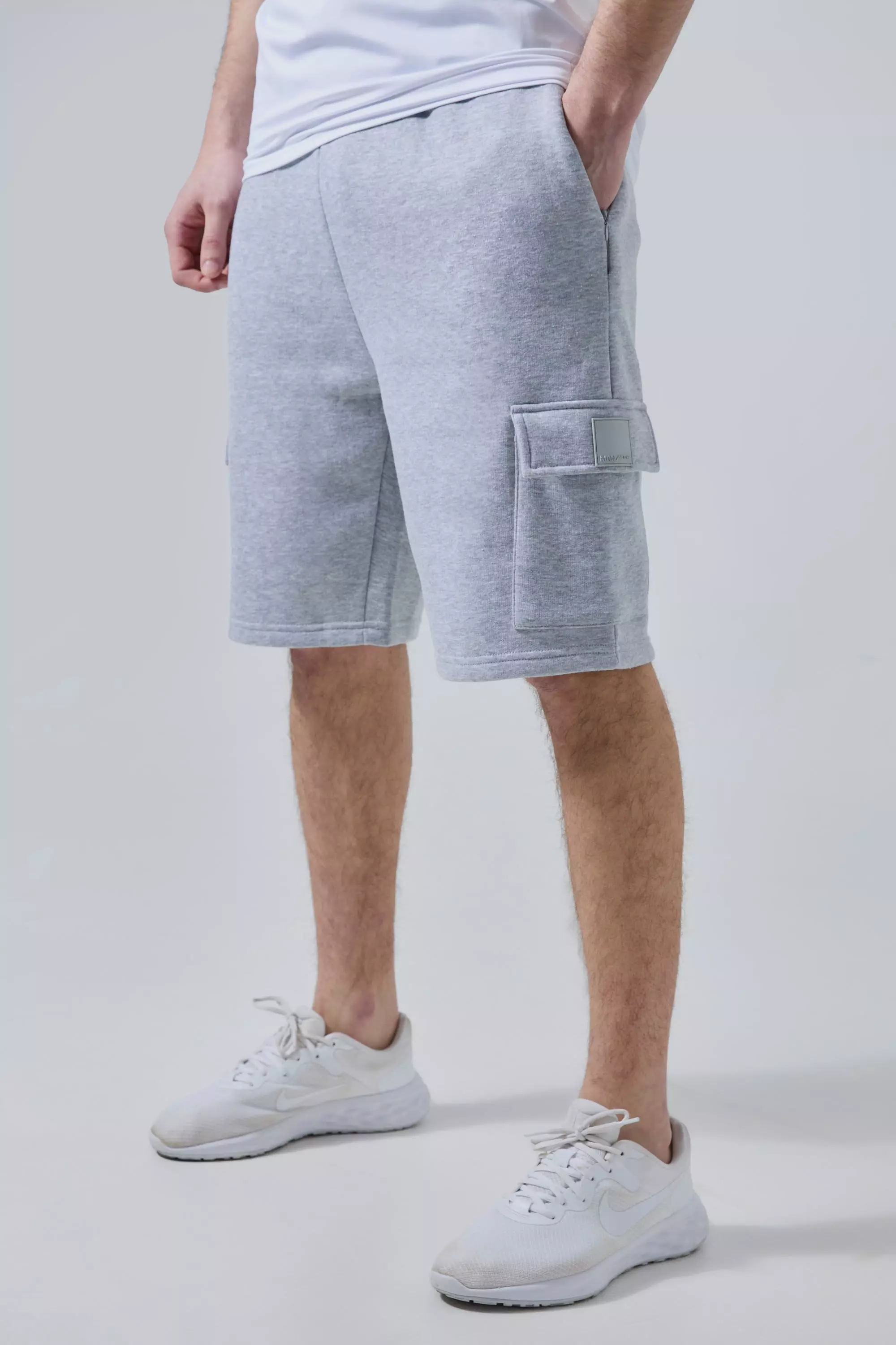Tall Man Active Cargo Shorts Grey marl
