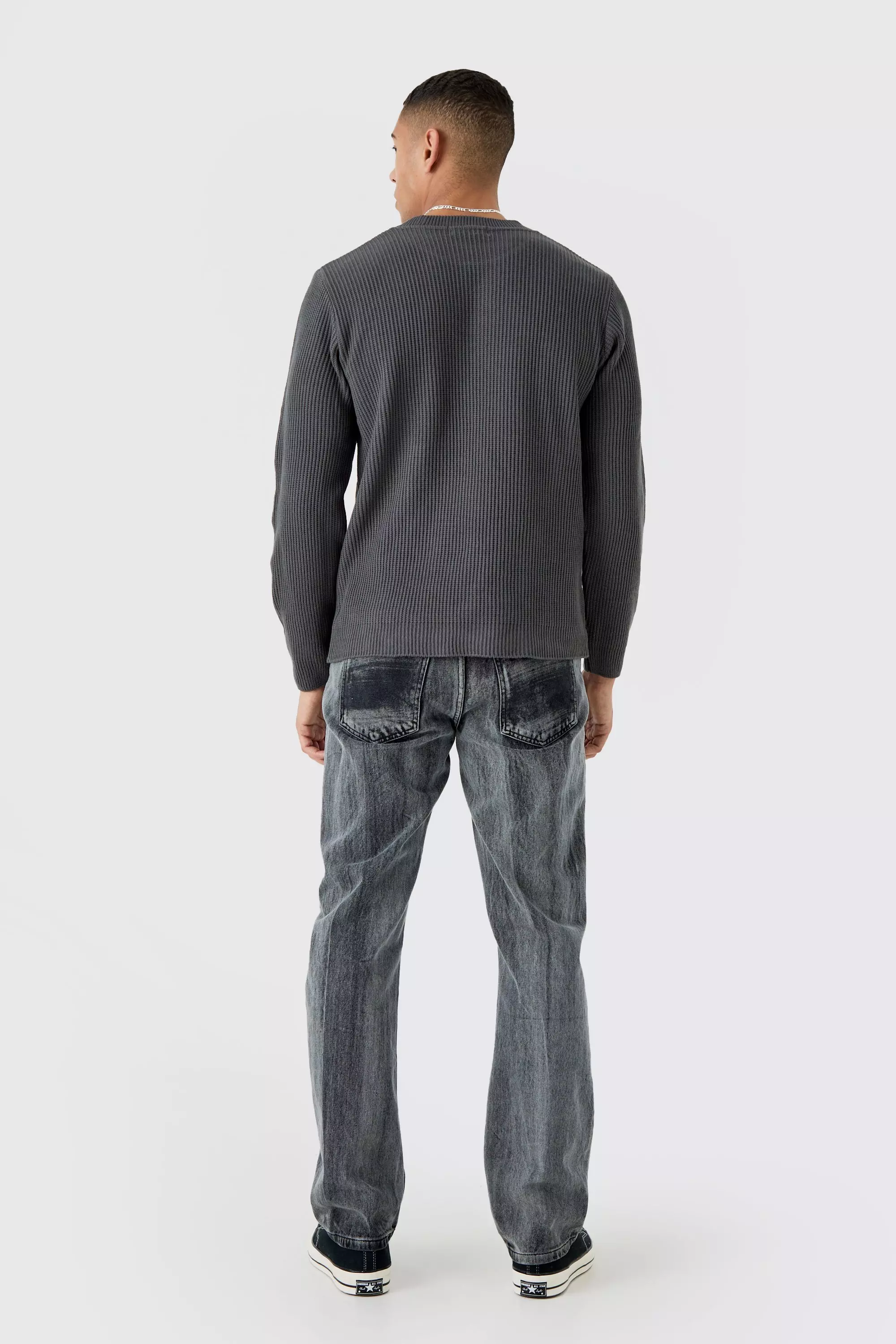 Slate grey Regular Fit Waffle Knit Jumper alternative image
