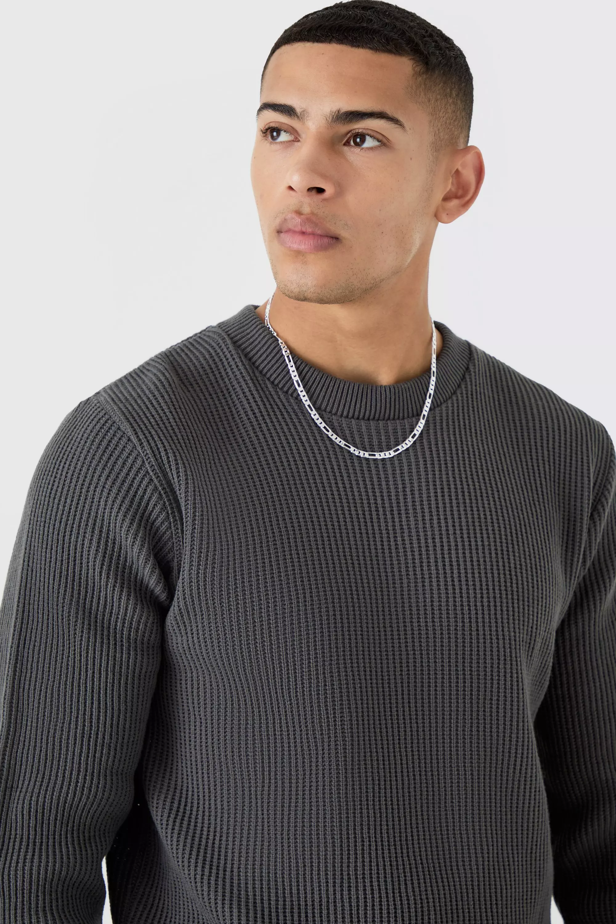Slate grey Regular Fit Waffle Knit Jumper alternative image