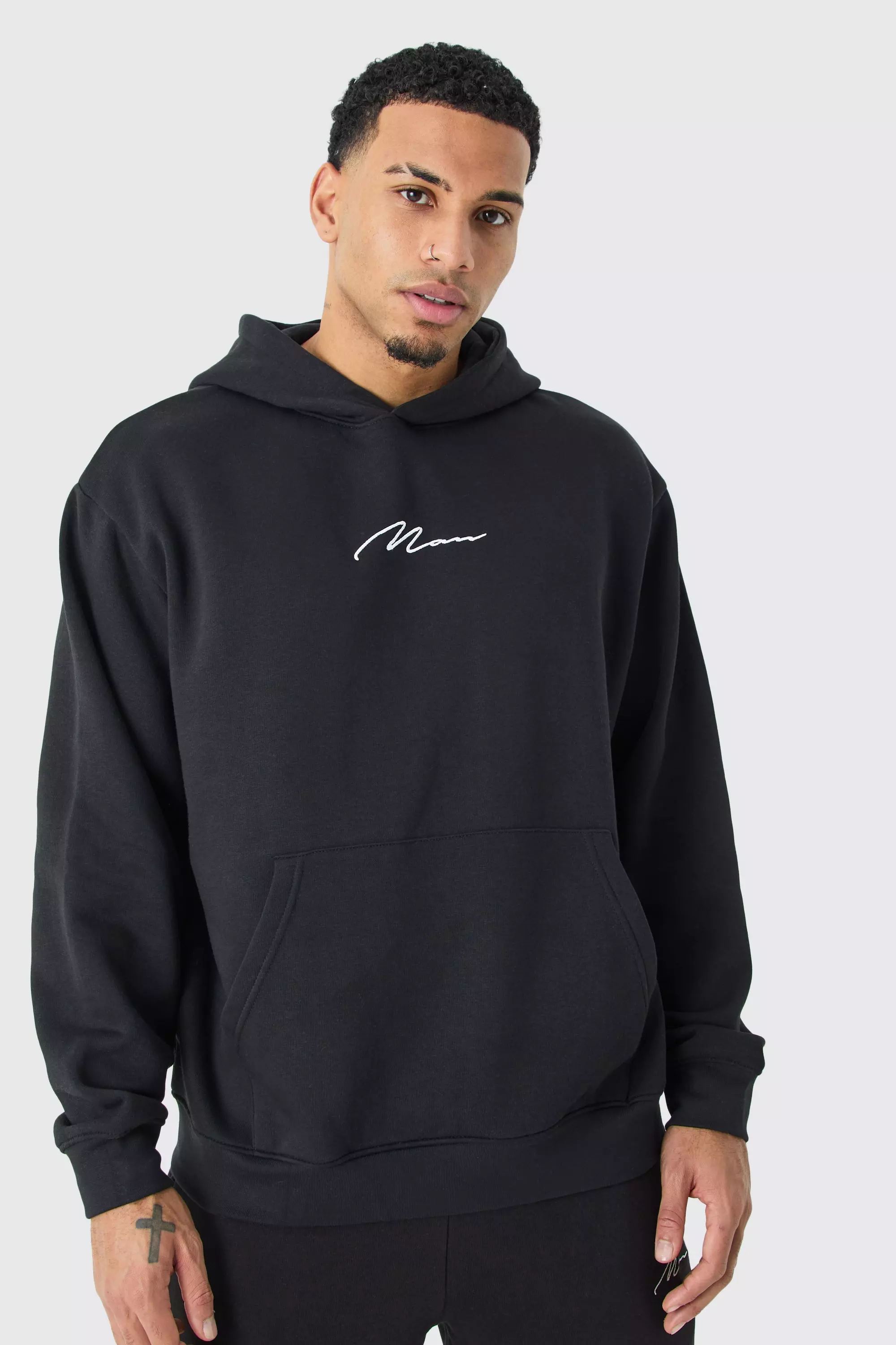Sweat à capuche oversize à logo signature - MAN, Black autre image