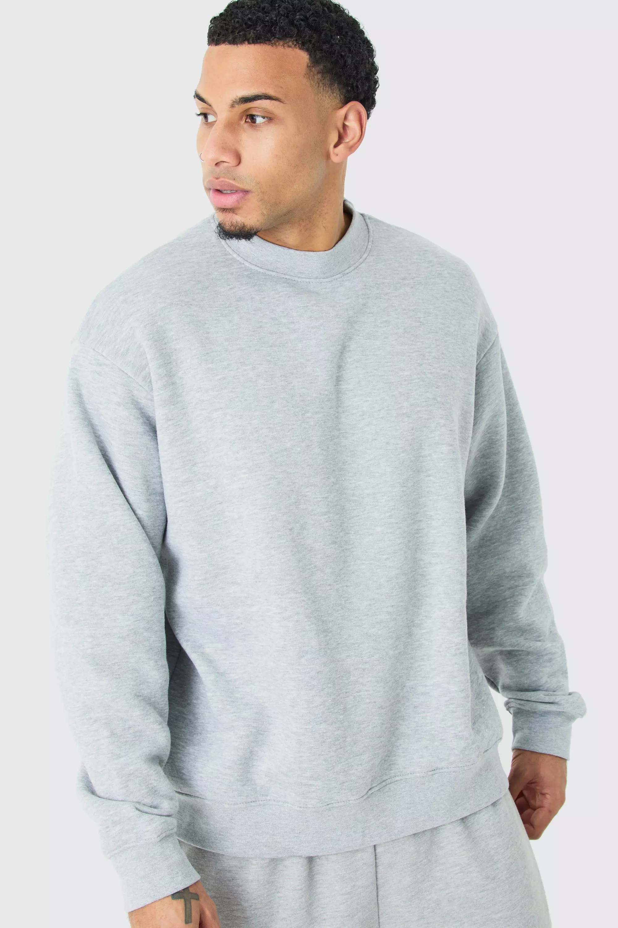 Oversized Extended Neck Sweatshirt Grey marl