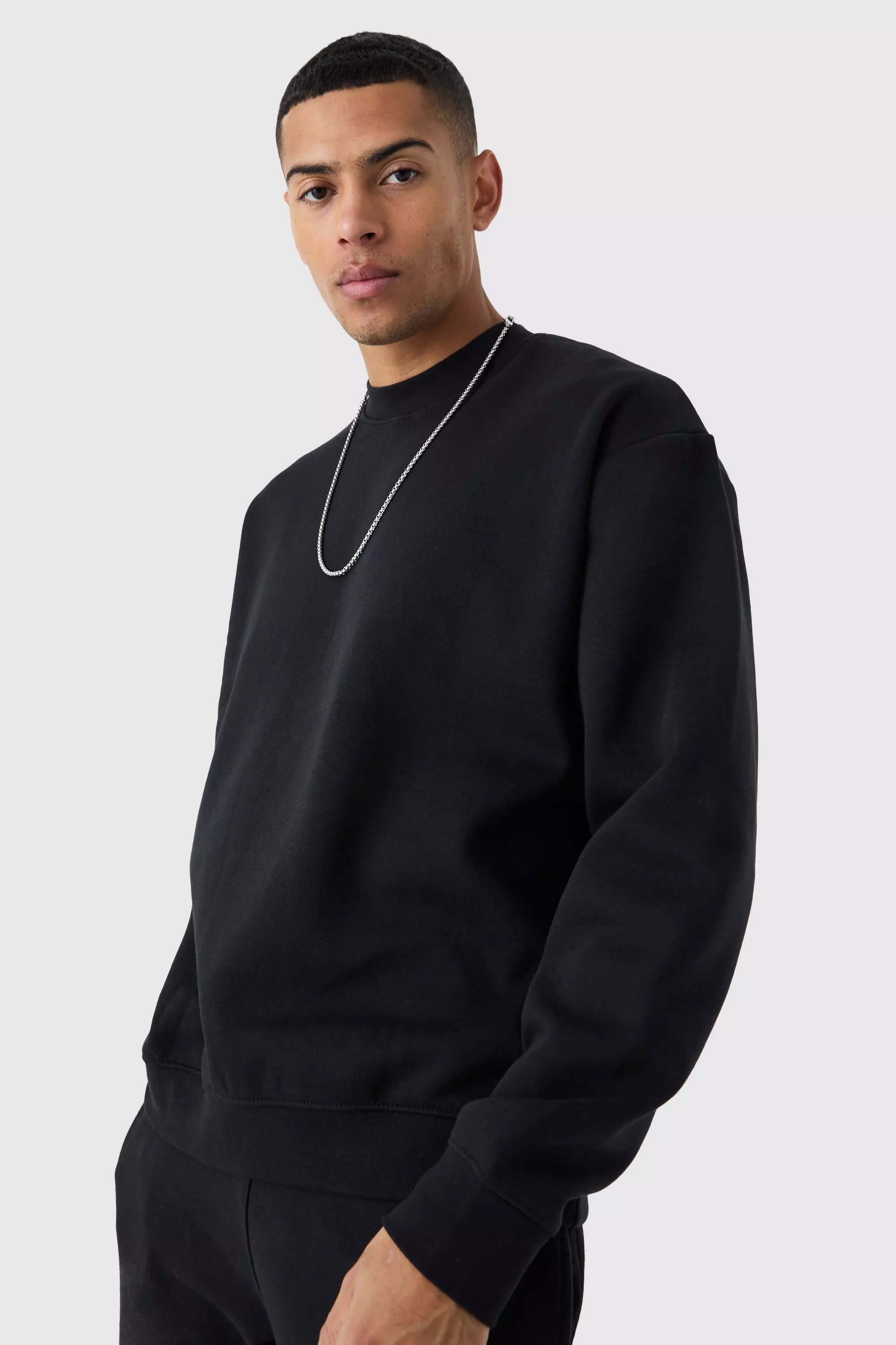 Oversized Extended Neck Sweatshirt Black