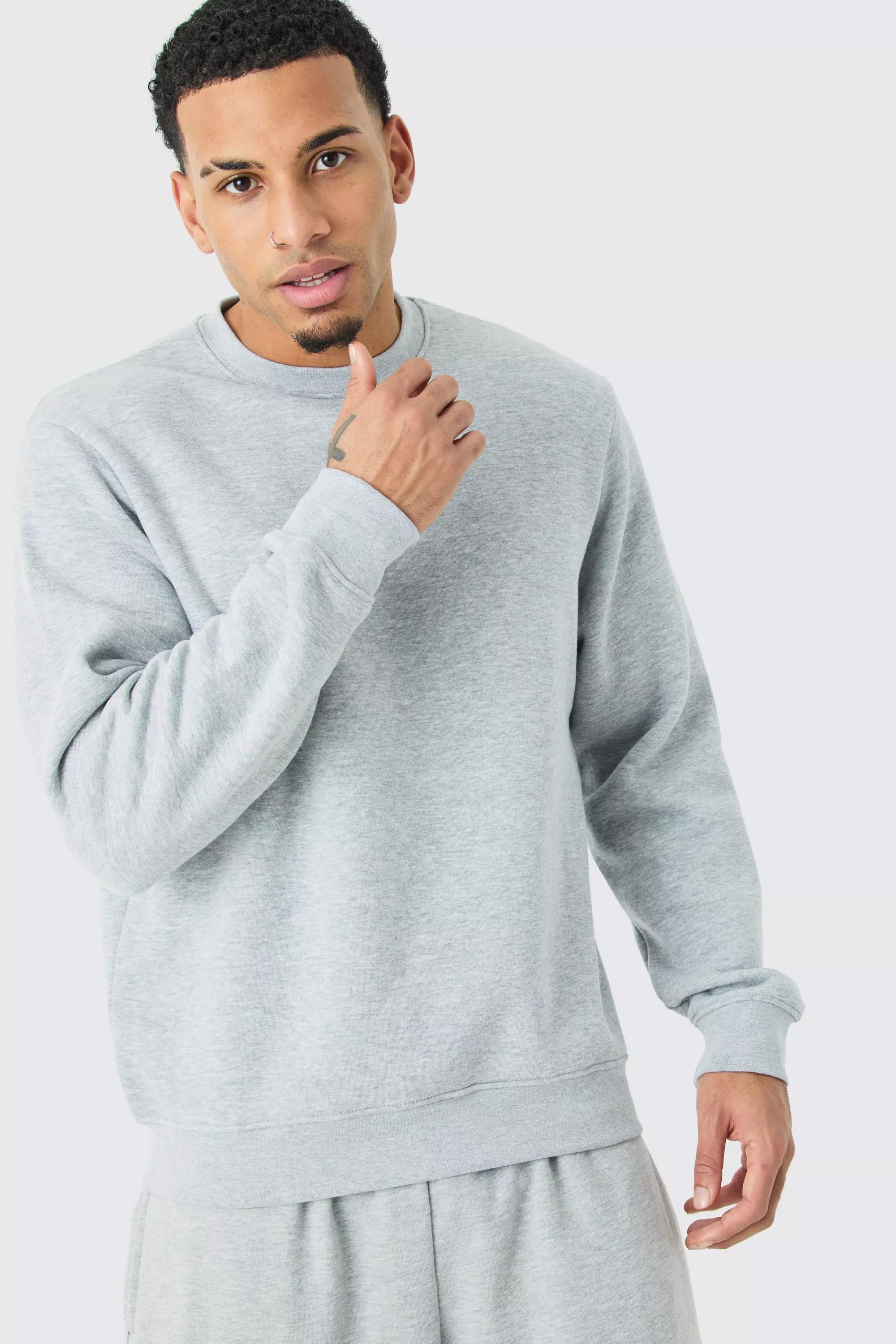 Basic Crew Neck Sweatshirt Grey