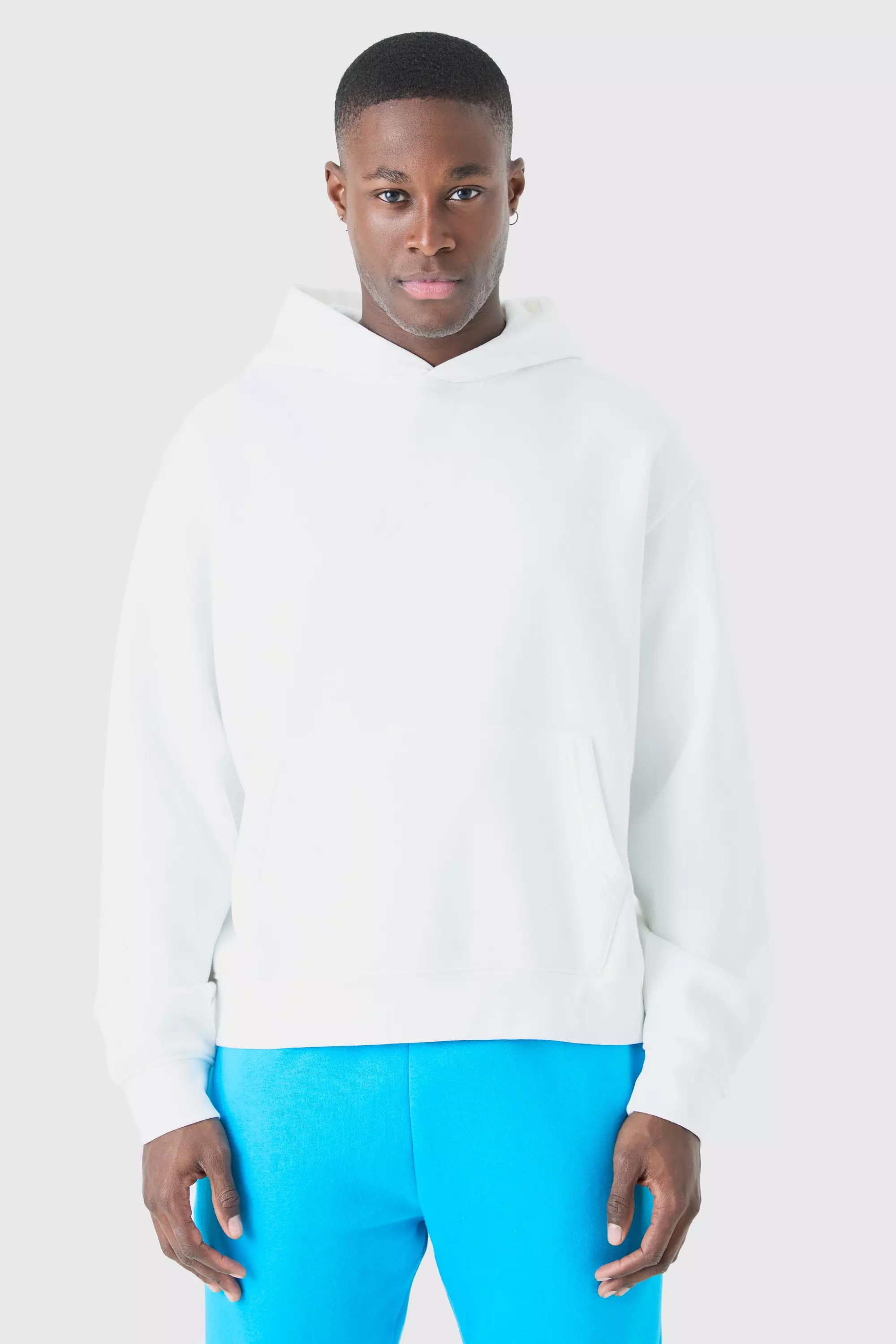 White Oversized Boxy Hoodie