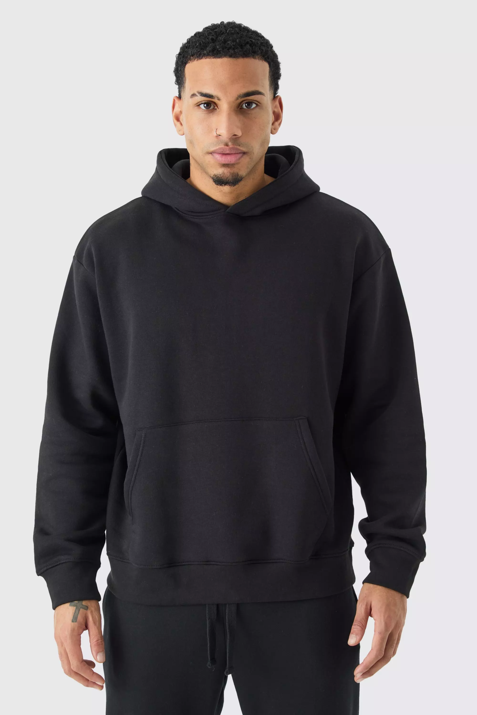 Basic Oversized Over The Head Hoodie Black