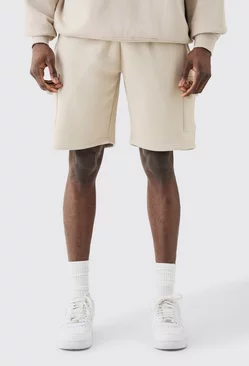 Loose Fit Cargo Jersey Short Stone