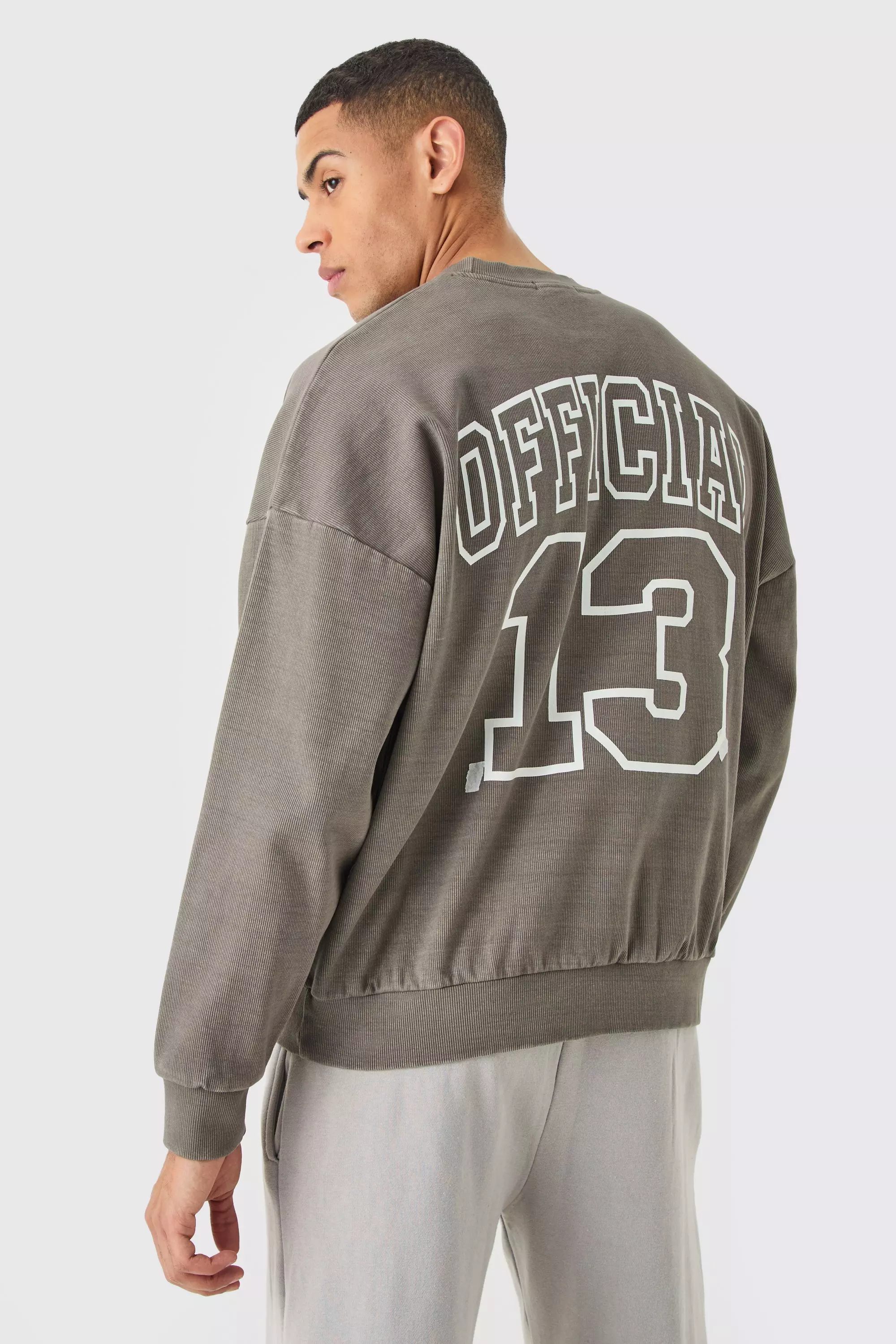 Oversized Heavyweight Ribbed Washed Drop Shoulder Sweatshirt