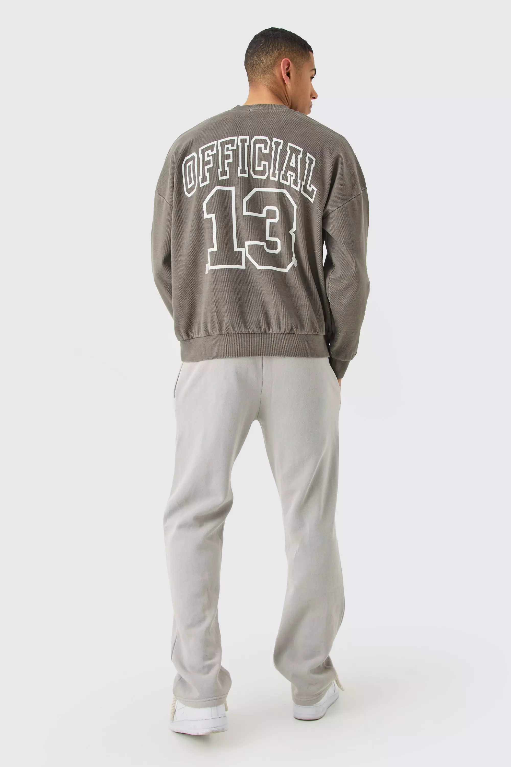 Oversized Heavyweight Ribbed Washed Drop Shoulder Sweatshirt
