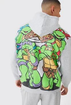 Grey Oversized Large Scale Tmnt License Hoodie