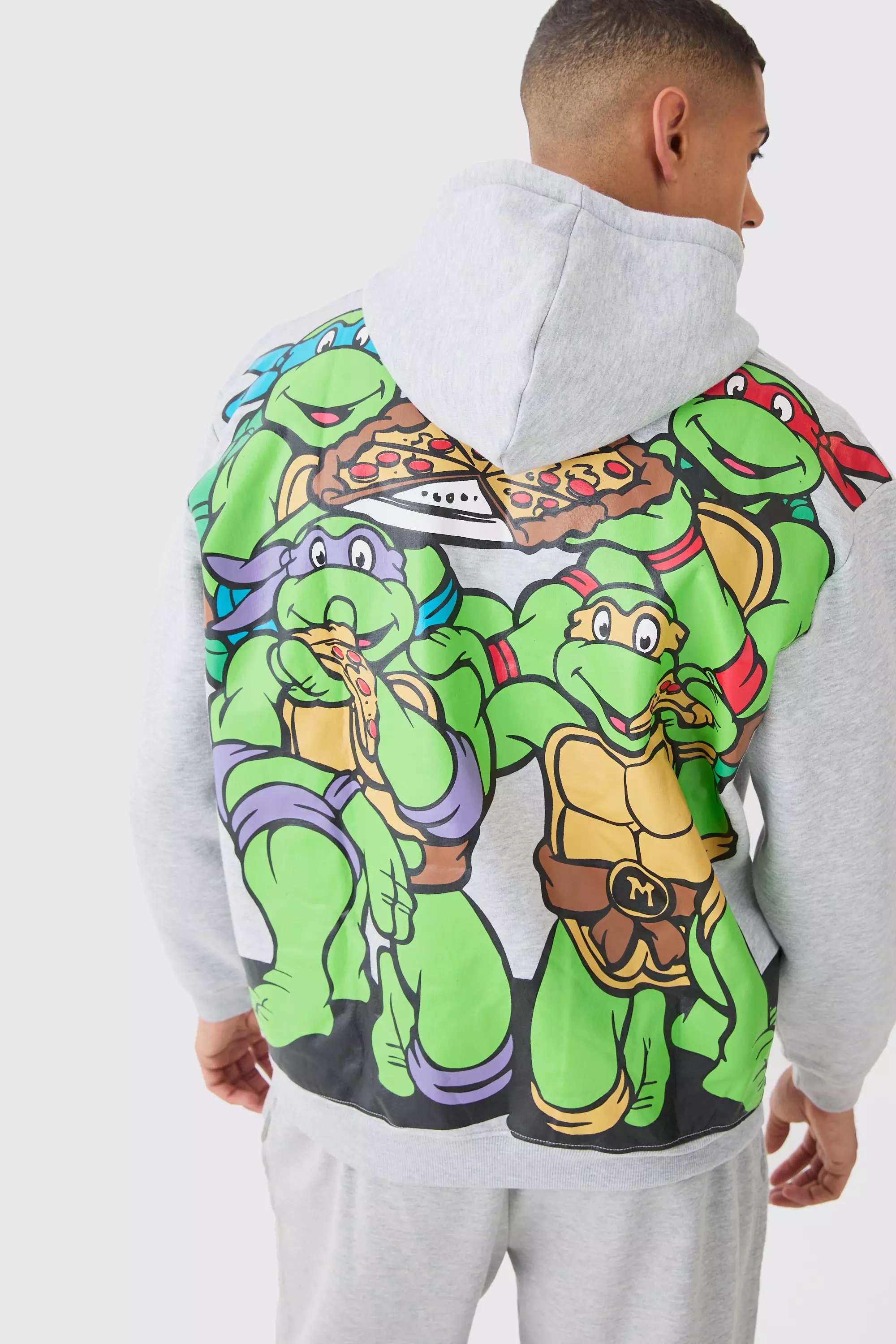 Grey Oversized Large Scale Tmnt License Hoodie