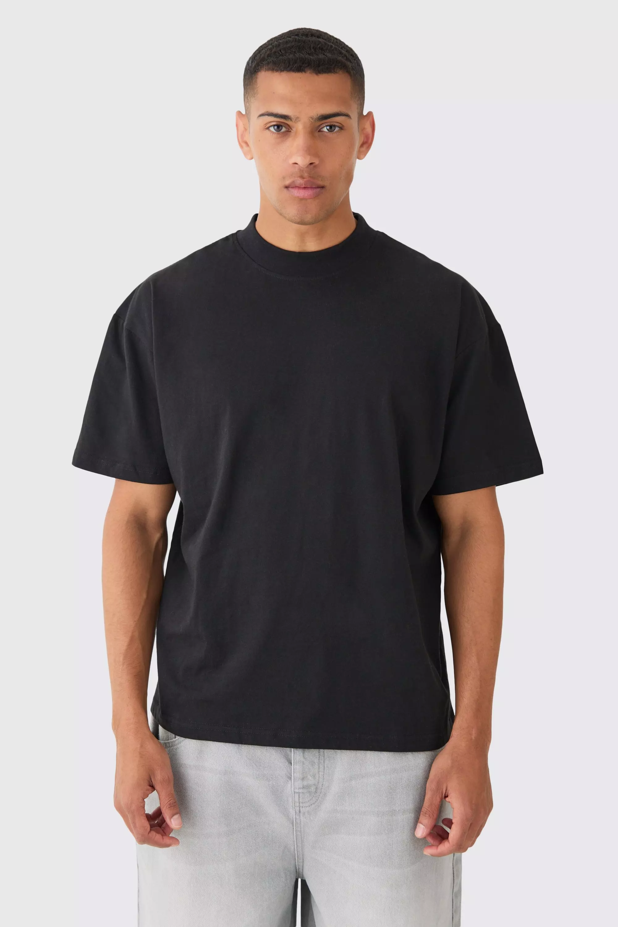 Basic Oversized Extended Neck T-Shirt, Black alternatives Bild