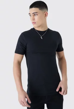 Black Basic Muscle Fit T-shirt