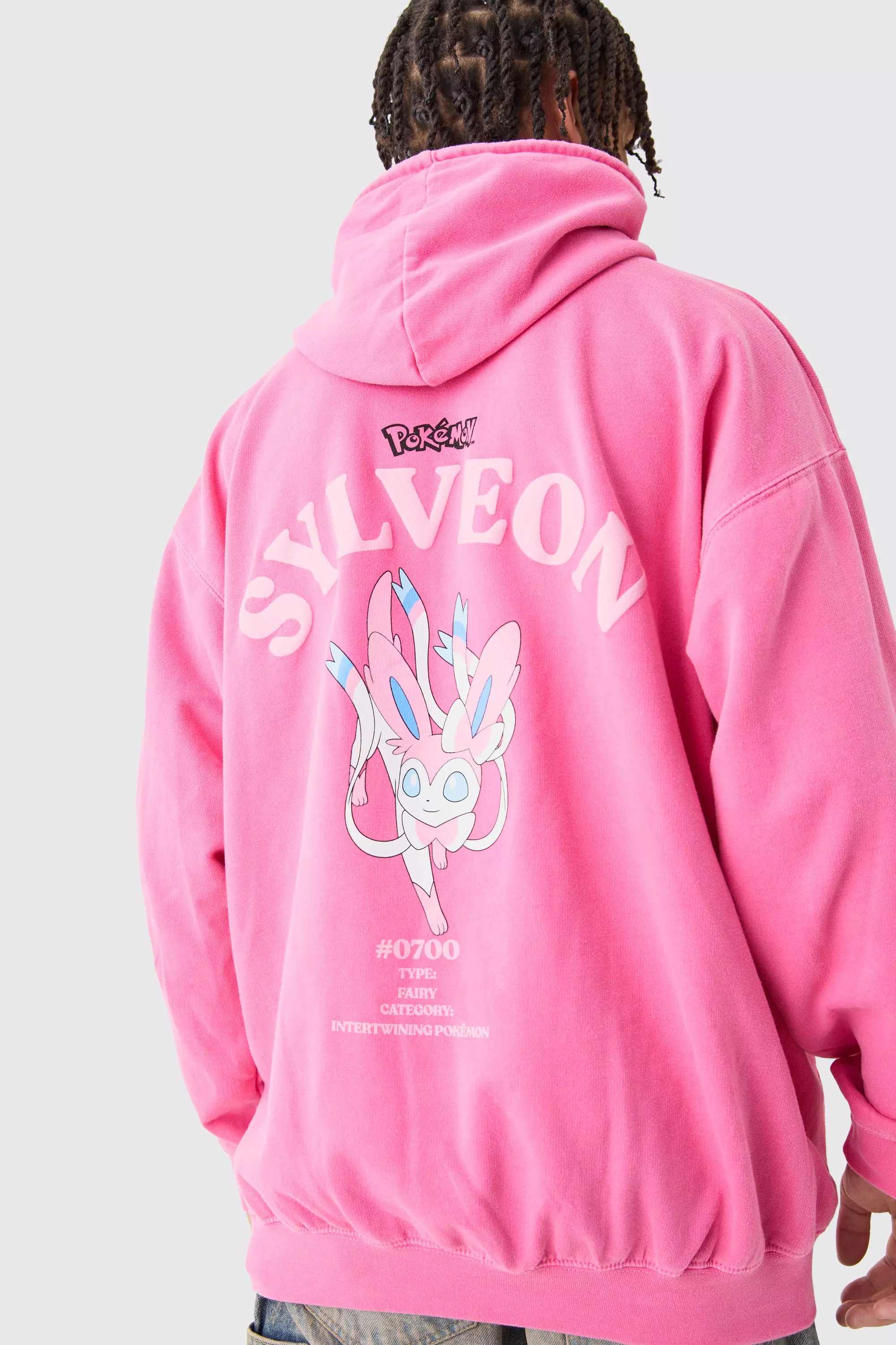 Oversized Overdye Pokemon Sylveon License Hoodie Pink