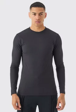 Black Long Sleeve Muscle Fit T-shirt