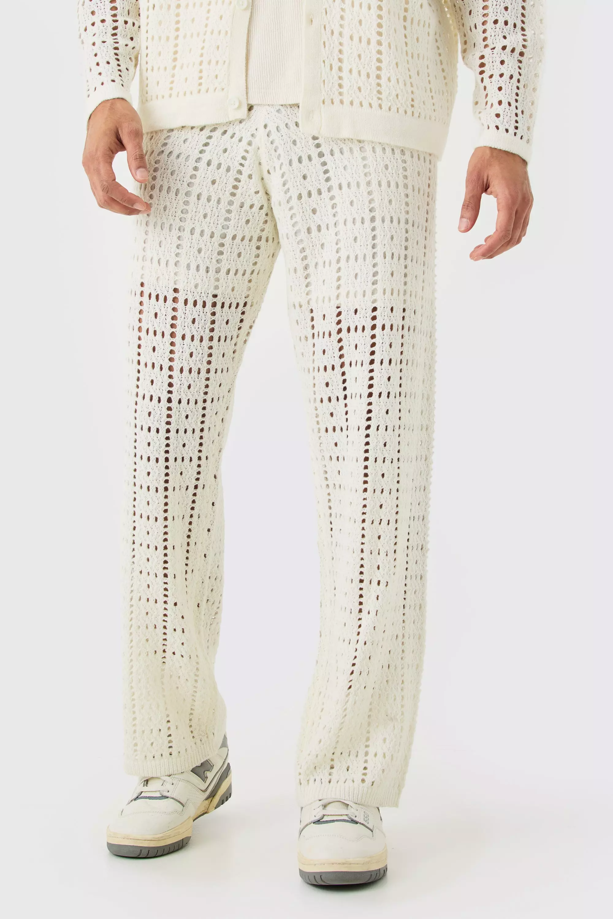 White Gehaakte Baggy Broek In Wit alternatieve afbeelding