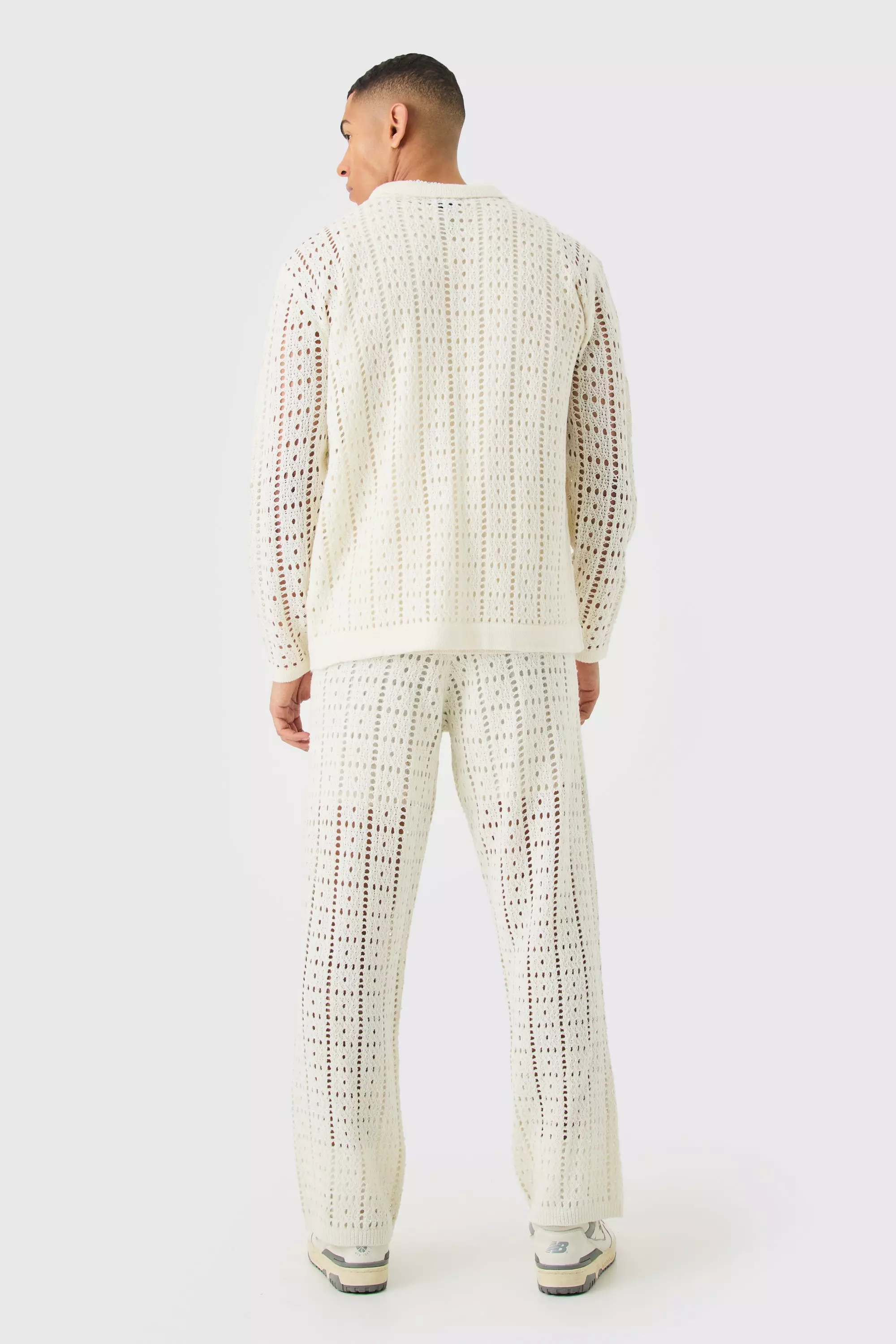 White Gehaakte Baggy Broek In Wit alternatieve afbeelding