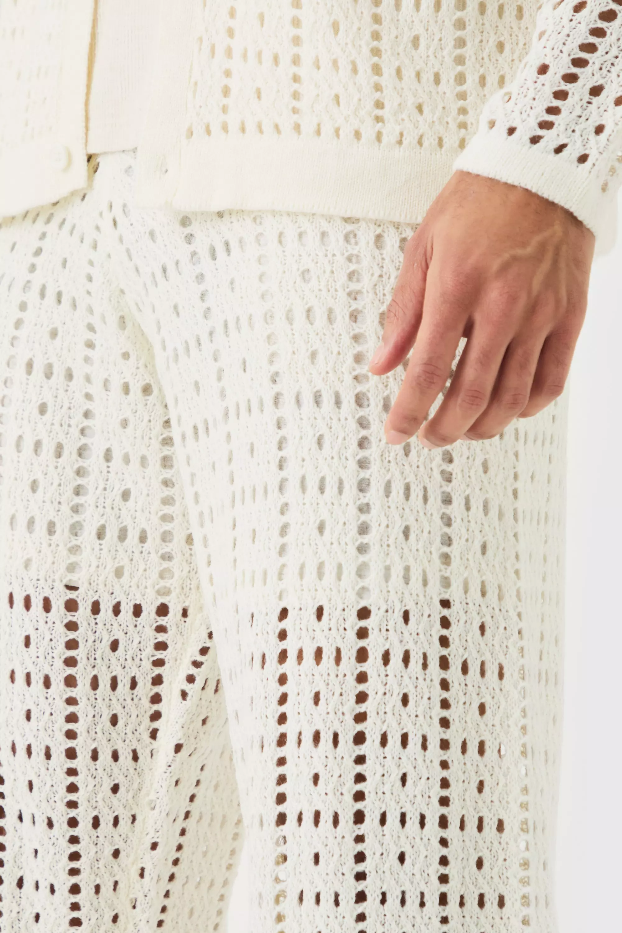 White Gehaakte Baggy Broek In Wit alternatieve afbeelding
