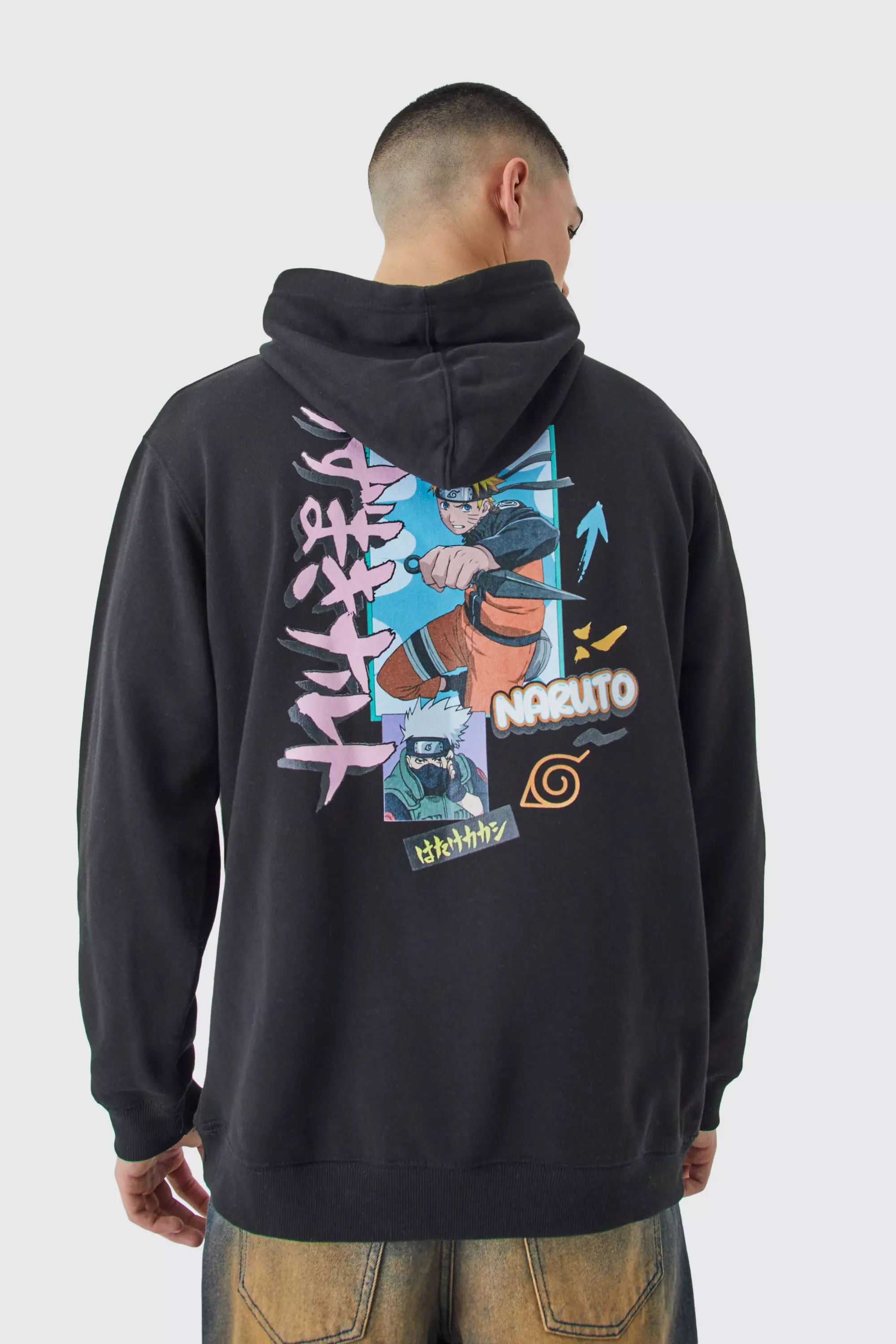 Black Oversized Naruto Anime License Hoodie alternative image