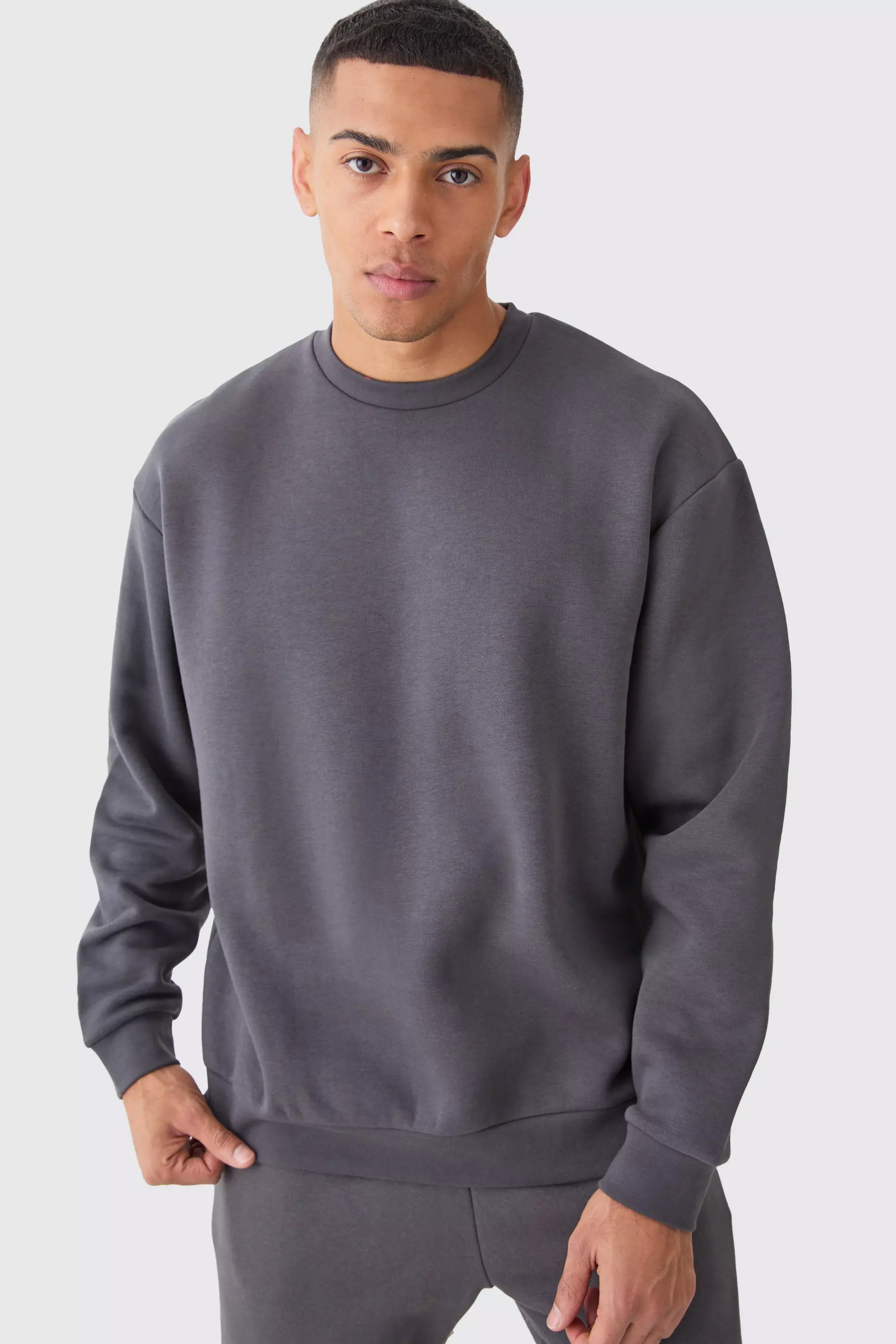 Oversized Crew Neck Sweatshirt Charcoal