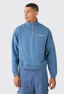 Blue Oversized Boxy Limited 1/4 Zip Sweatshirt