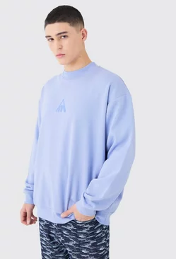 Man Oversized Extended Neck Sweatshirt Dusty blue
