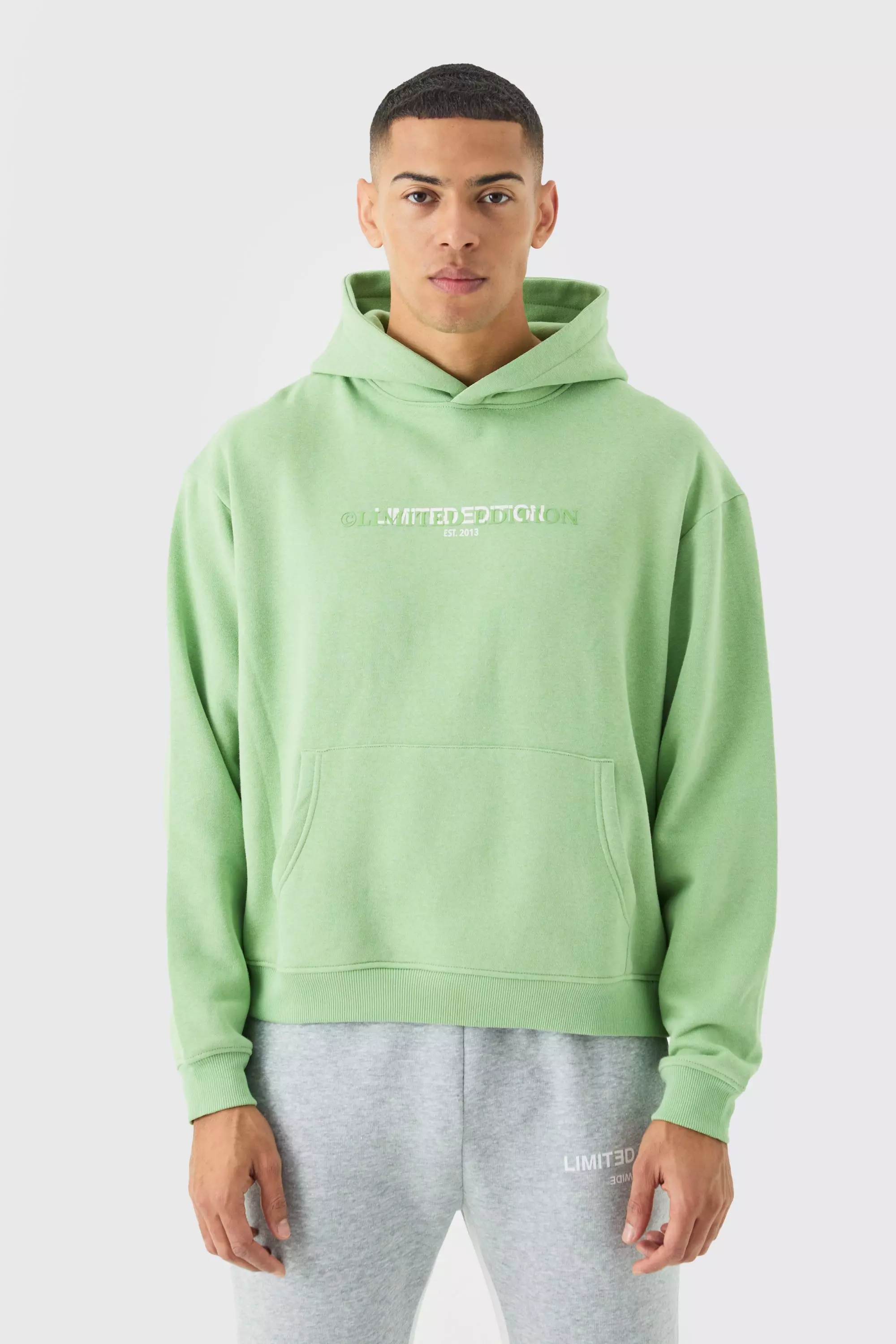 Sage Green Oversized Boxy Limited Hoodie