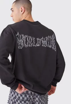 Black Oversized Worldwide Graphic Sweatshirt