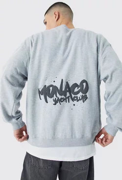 Oversized Monaco Graphic Sweatshirt Grey marl