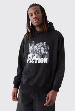 Oversized Overdye Pulp Fiction License Hoodie Charcoal