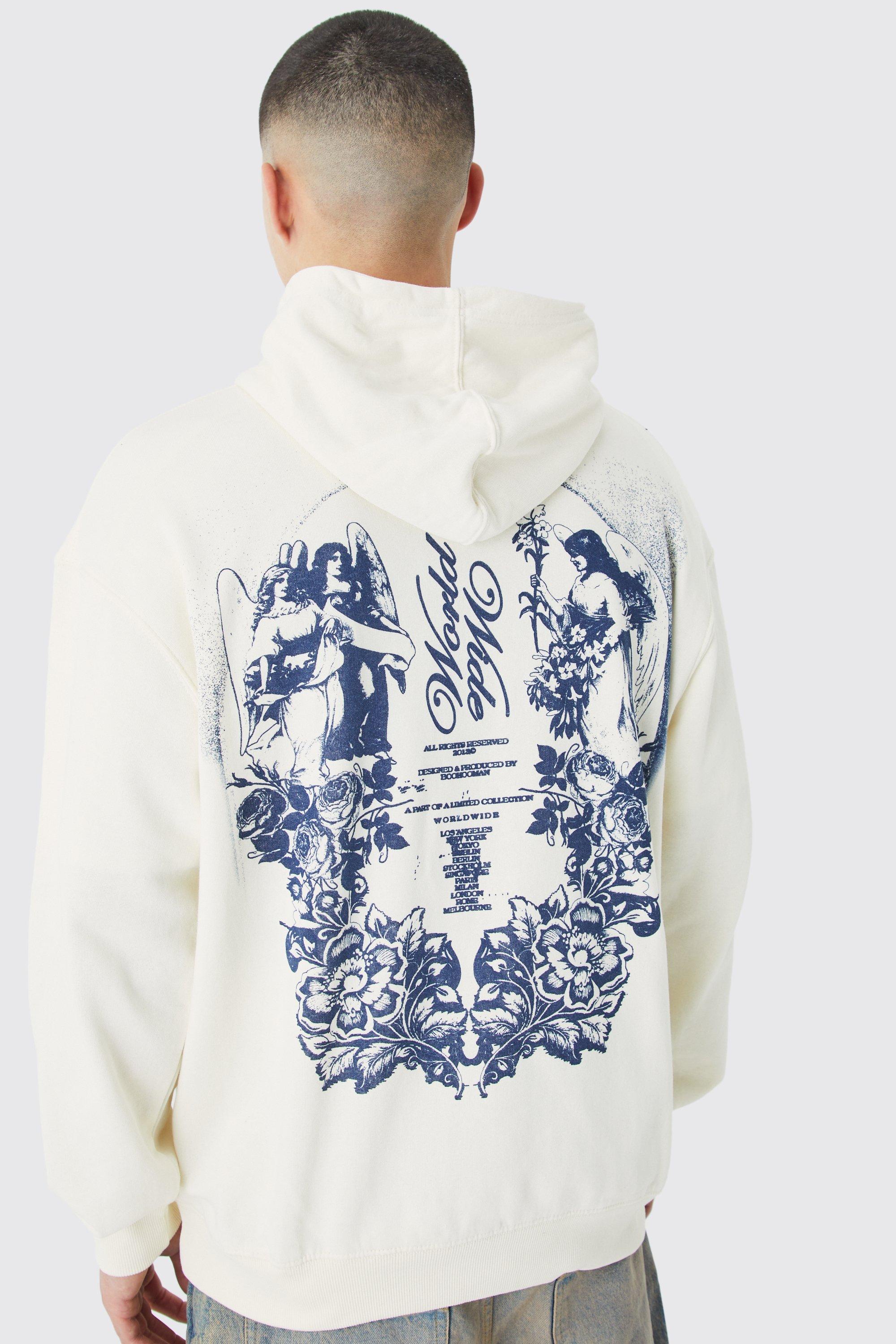 Oversized Floral Graphic Hoodie | boohooMAN USA