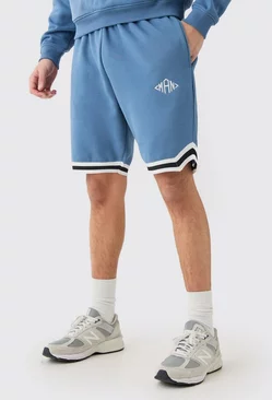 Loose Fit Man Mid Length Basketball Short slate blue
