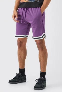 Purple Loose Fit Mid Length Basketball Short