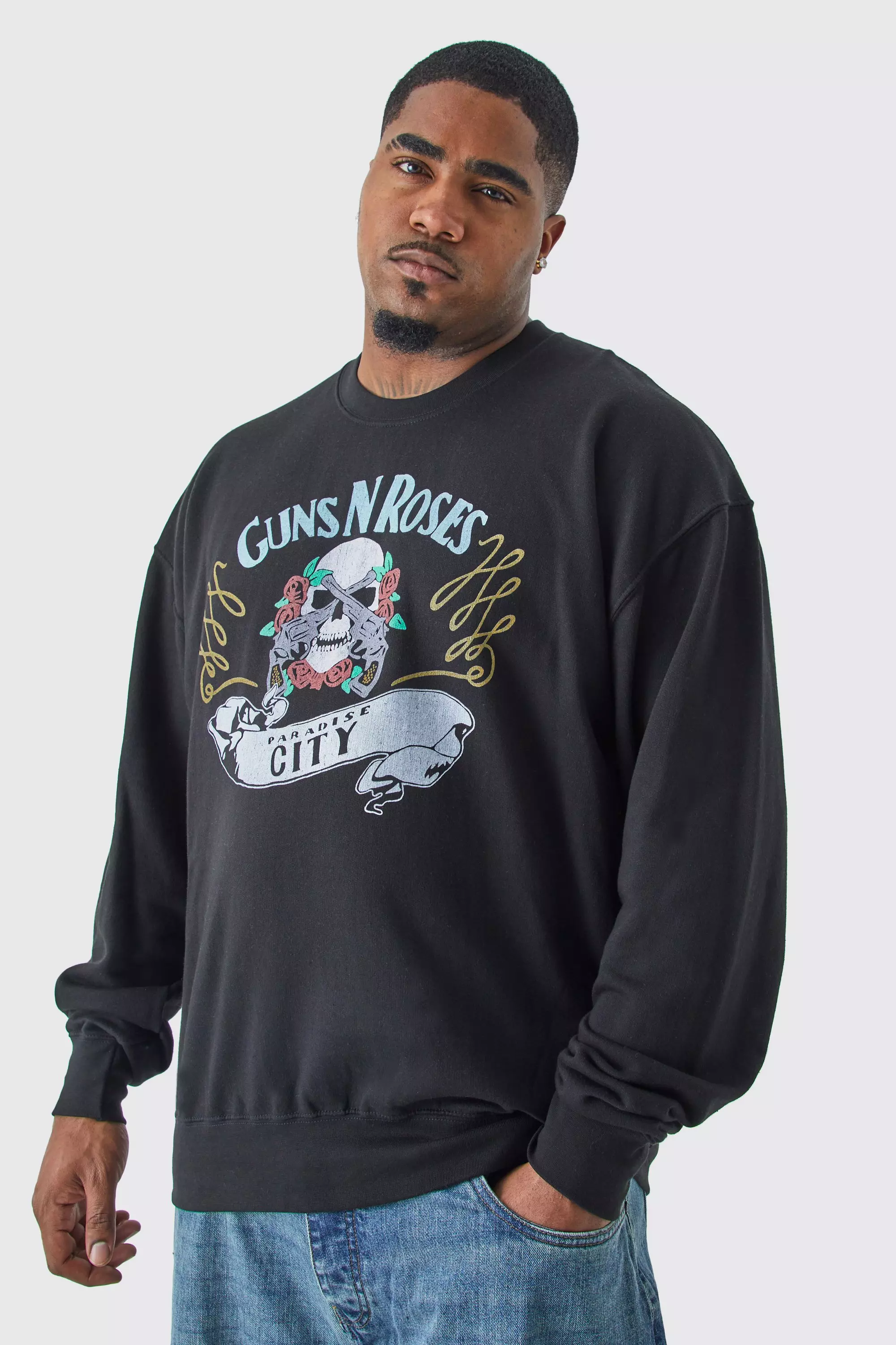 Plus Guns N Roses Skull City License Sweatshirt Black