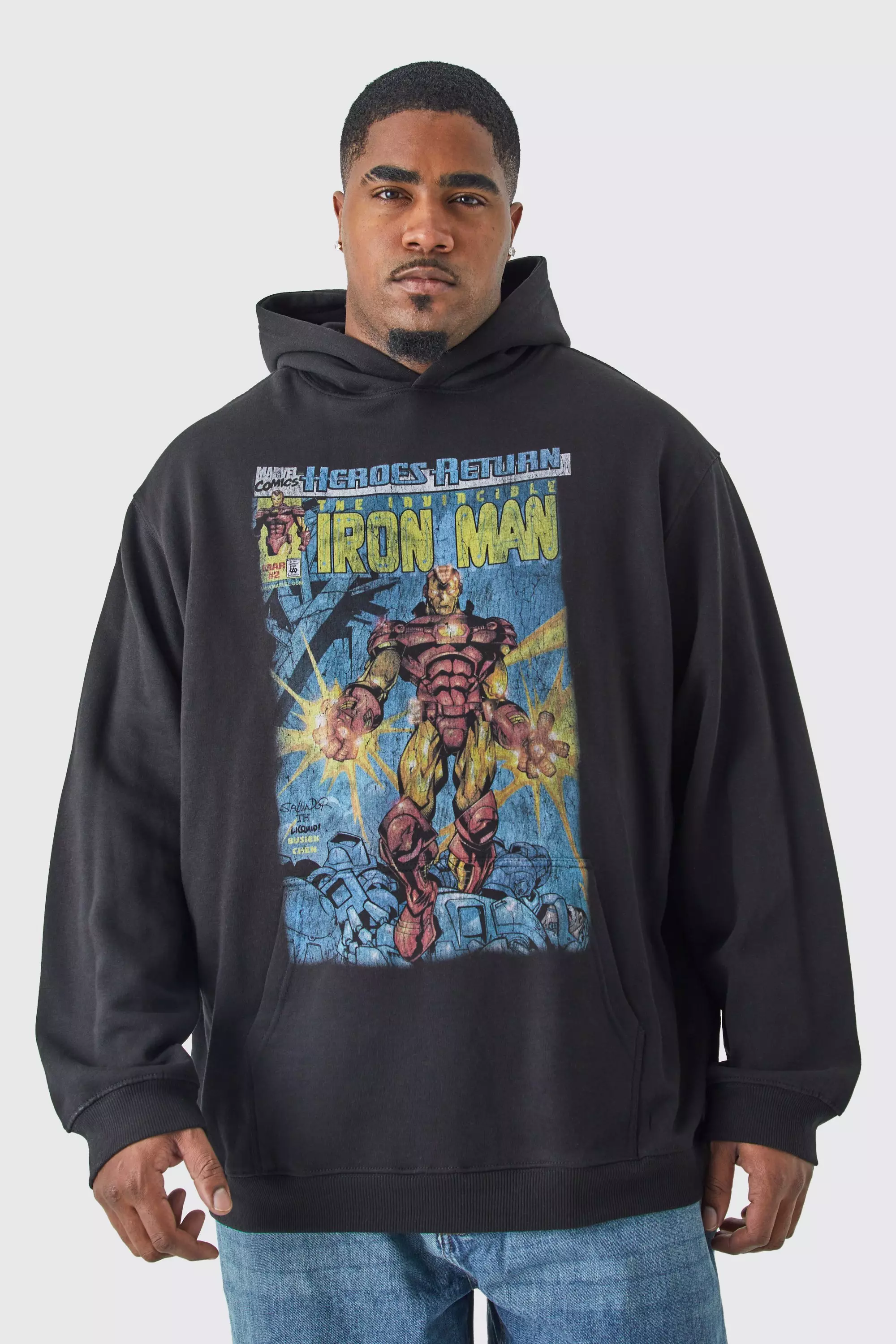 Black Plus Iron Man Comic Oversized Hoodie alternative image